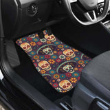 Sugar Skulls Flower Maxican Pattern Front And Back Car Mats 101207 - YourCarButBetter