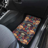 Sugar Skulls Flower Maxican Pattern Front And Back Car Mats 101207 - YourCarButBetter