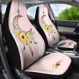 Sunflower Dream Catcher Feather Pink Printed Car Seat Covers 212003 - YourCarButBetter