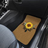 Sunflower Dream Catcher On Brown Suede Colored Background Car Floor Mats 211402 - YourCarButBetter