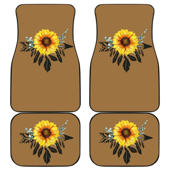 Sunflower Dream Catcher On Brown Suede Colored Background Car Floor Mats 211402 - YourCarButBetter