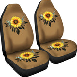 Sunflower Dream Catcher On Brown Suede Colored Background Car Seat Covers 211402 - YourCarButBetter