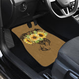 Sunflower Dreamcatcher Boho Design On Brown Colored Background Car Floor Mats 211402 - YourCarButBetter