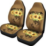 Sunflower Dreamcatcher Boho Design On Brown Colored Background Car Seat Covers 211402 - YourCarButBetter