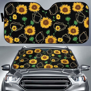Sunflower Golden Polygonal Shapes Car Auto Sun Shades 172609 - YourCarButBetter