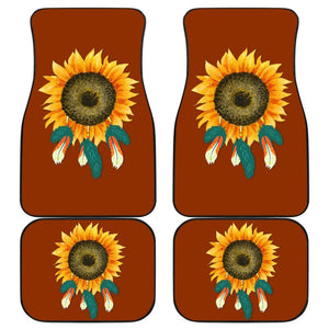 Sunflower Indigenous American Feathers Dreamcatcher Car Floor Mats 211501 - YourCarButBetter