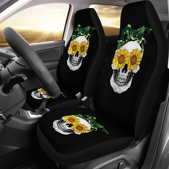 Sunflower Skull Camouflage Bandana Car Seat Covers 210403 - YourCarButBetter