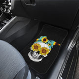 Sunflower Skull Floral Bandana Car Floor Mats 210403 - YourCarButBetter