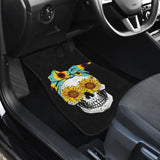 Sunflower Skull Floral Bandana Car Floor Mats 210403 - YourCarButBetter