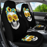 Sunflower Skull Floral Bandana Car Seat Covers 210403 - YourCarButBetter