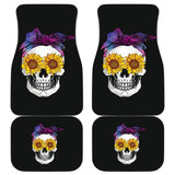 Sunflower Skull Galaxy Bandana Car Floor Mats 210805 - YourCarButBetter