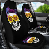 Sunflower Skull Galaxy Bandana Car Seat Covers 210805 - YourCarButBetter