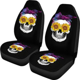 Sunflower Skull Galaxy Bandana Car Seat Covers 210805 - YourCarButBetter