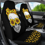 Sunflower Sunshine Skulls Car Seat Covers 212101 - YourCarButBetter