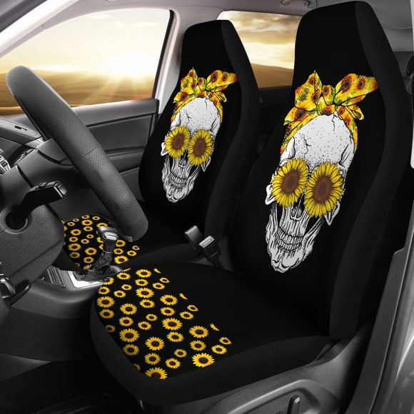 Sunflower Sunshine Skulls Car Seat Covers 212101 - YourCarButBetter