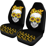 Sunflower Sunshine Skulls Car Seat Covers 212101 - YourCarButBetter