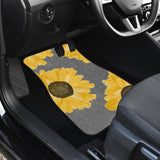 Sunflowers on Gray Burlap Style Background Car Floor Mats 211406 - YourCarButBetter