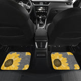 Sunflowers on Gray Burlap Style Background Car Floor Mats 211406 - YourCarButBetter