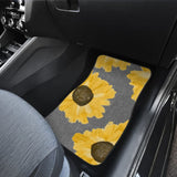 Sunflowers on Gray Burlap Style Background Car Floor Mats 211406 - YourCarButBetter