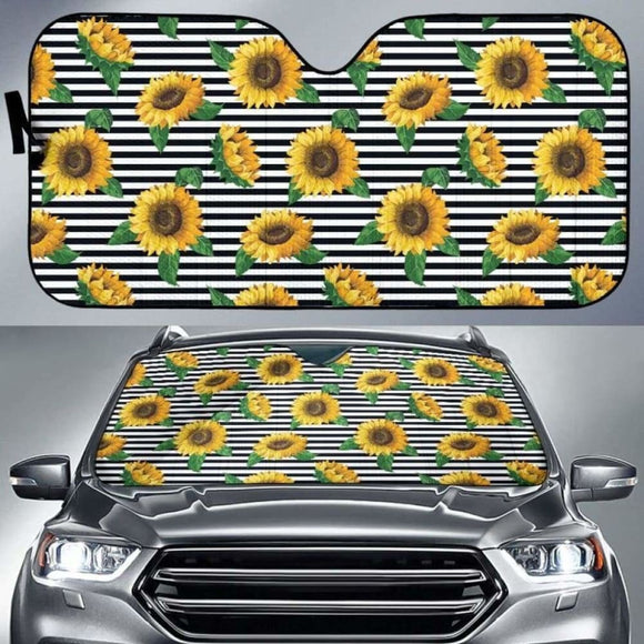 Sunflowers Ribbon Background Car Auto Sun Shades 172609 - YourCarButBetter
