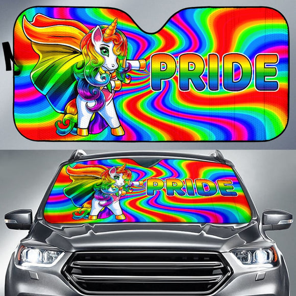 Super Gay Unicorn Rainbow LGBT Love Yourself Car Auto Sun Shades 210201 - YourCarButBetter