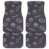 Sushi Pattern Black Background Front And Back Car Mats 142711 - YourCarButBetter