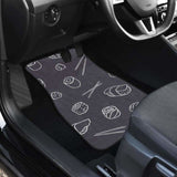 Sushi Pattern Black Background Front And Back Car Mats 142711 - YourCarButBetter