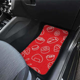 Sushi Pattern Red Background Front And Back Car Mats 142711 - YourCarButBetter