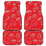 Sushi Pattern Red Background Front And Back Car Mats 142711 - YourCarButBetter