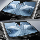 Swans Love Heart Romantic Swans Lovebirds Pair Hd Car Sun Shade 102507 - YourCarButBetter