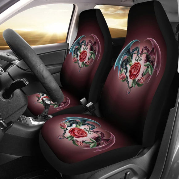 Sweet Love Dragons Roses And Heart Car Seat Covers 211604 - YourCarButBetter