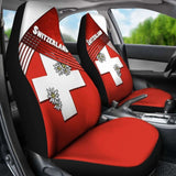 Switzerland Car Seat Covers - Coat Of Arms With Edelweiss - 105905 - YourCarButBetter