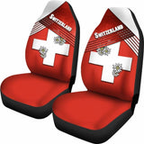 Switzerland Car Seat Covers - Coat Of Arms With Edelweiss - 105905 - YourCarButBetter