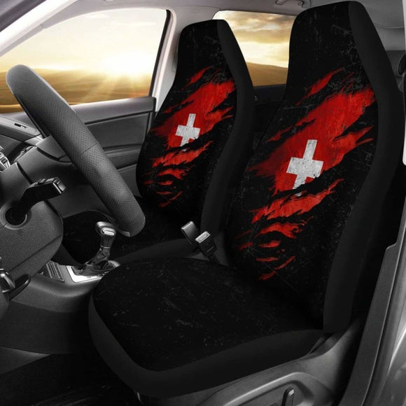 Switzerland In Me Car Seat Covers - Special Grunge Style (Set Of Two) 232125 - YourCarButBetter
