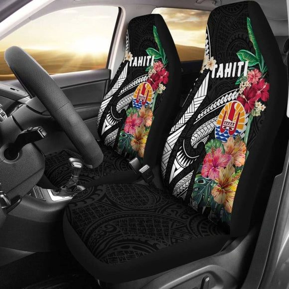Tahiti Car Seat Covers Coat Of Arms Polynesian With Hibiscus 232125 - YourCarButBetter
