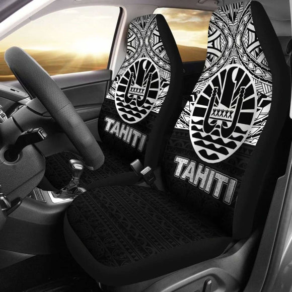 Tahiti Car Seat Covers - Tahiti Flag Black Version - 105905 - YourCarButBetter