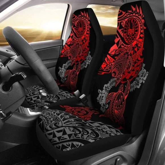 Tahiti Car Seat Covers Polynesian Red Turtle Hibiscus Flowing 091114 - YourCarButBetter
