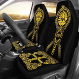 Tahiti Car Seat Covers Polynesian Tribal Black Yellow 105905 - YourCarButBetter