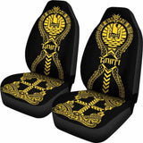 Tahiti Car Seat Covers Polynesian Tribal Black Yellow 105905 - YourCarButBetter
