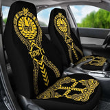 Tahiti Car Seat Covers Polynesian Tribal Black Yellow 105905 - YourCarButBetter