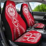 Tahiti Car Seat Covers Polynesian Tribal Red White 105905 - YourCarButBetter