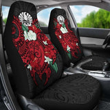 Tahiti Polynesian Car Seat - Coat Of Arms With Hibiscus And Sea Turtle (Red) - Amazing 091114 - YourCarButBetter