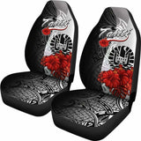 Tahiti Polynesian Car Seat Covers - Coat Of Arm With Hibiscus White - 232125 - YourCarButBetter