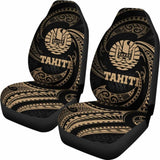 Tahiti Polynesian Car Seat Covers - Gold Tribal Wave - 105905 - YourCarButBetter