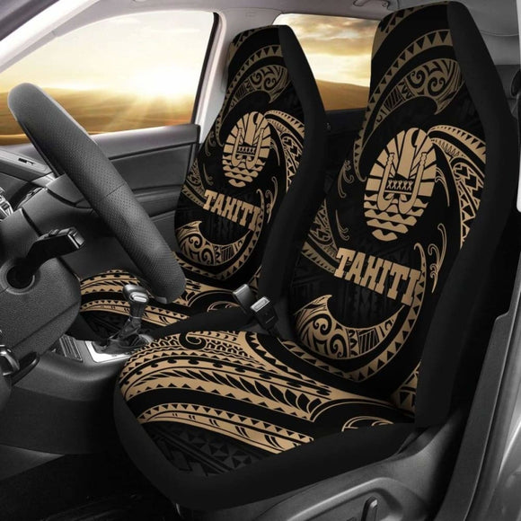 Tahiti Polynesian Car Seat Covers - Gold Tribal Wave - 105905 - YourCarButBetter