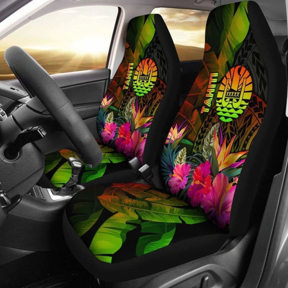 Tahiti Polynesian Car Seat Covers - Hibiscus And Banana Leaves - 232125 - YourCarButBetter