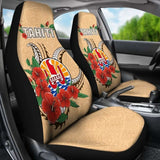 Tahiti Polynesian Car Seat Covers - Hibiscus Coat Of Arm Beige - Bn11 232125 - YourCarButBetter