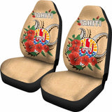 Tahiti Polynesian Car Seat Covers - Hibiscus Coat Of Arm Beige - Bn11 232125 - YourCarButBetter