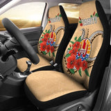 Tahiti Polynesian Car Seat Covers - Hibiscus Coat Of Arm Beige - Bn11 232125 - YourCarButBetter