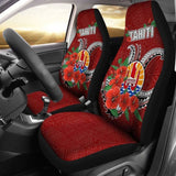 Tahiti Polynesian Car Seat Covers - Hibiscus Coat Of Arm Red - Bn11 232125 - YourCarButBetter